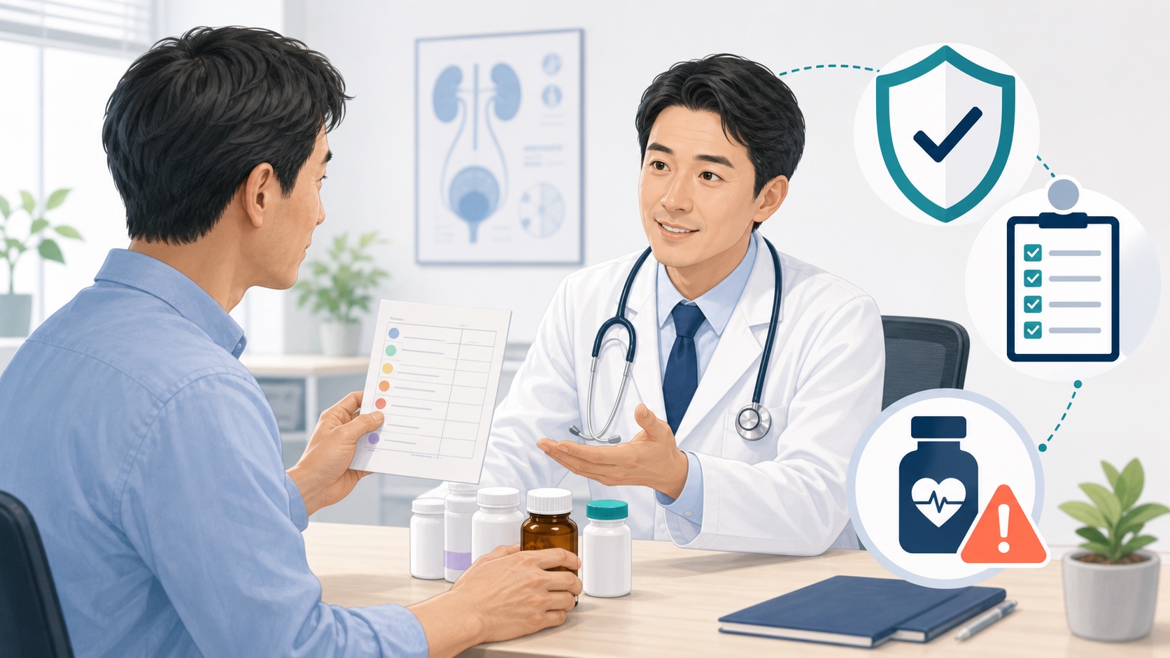 服用中の薬を医師に伝えてED治療薬を安全に使用するための相談イメージ