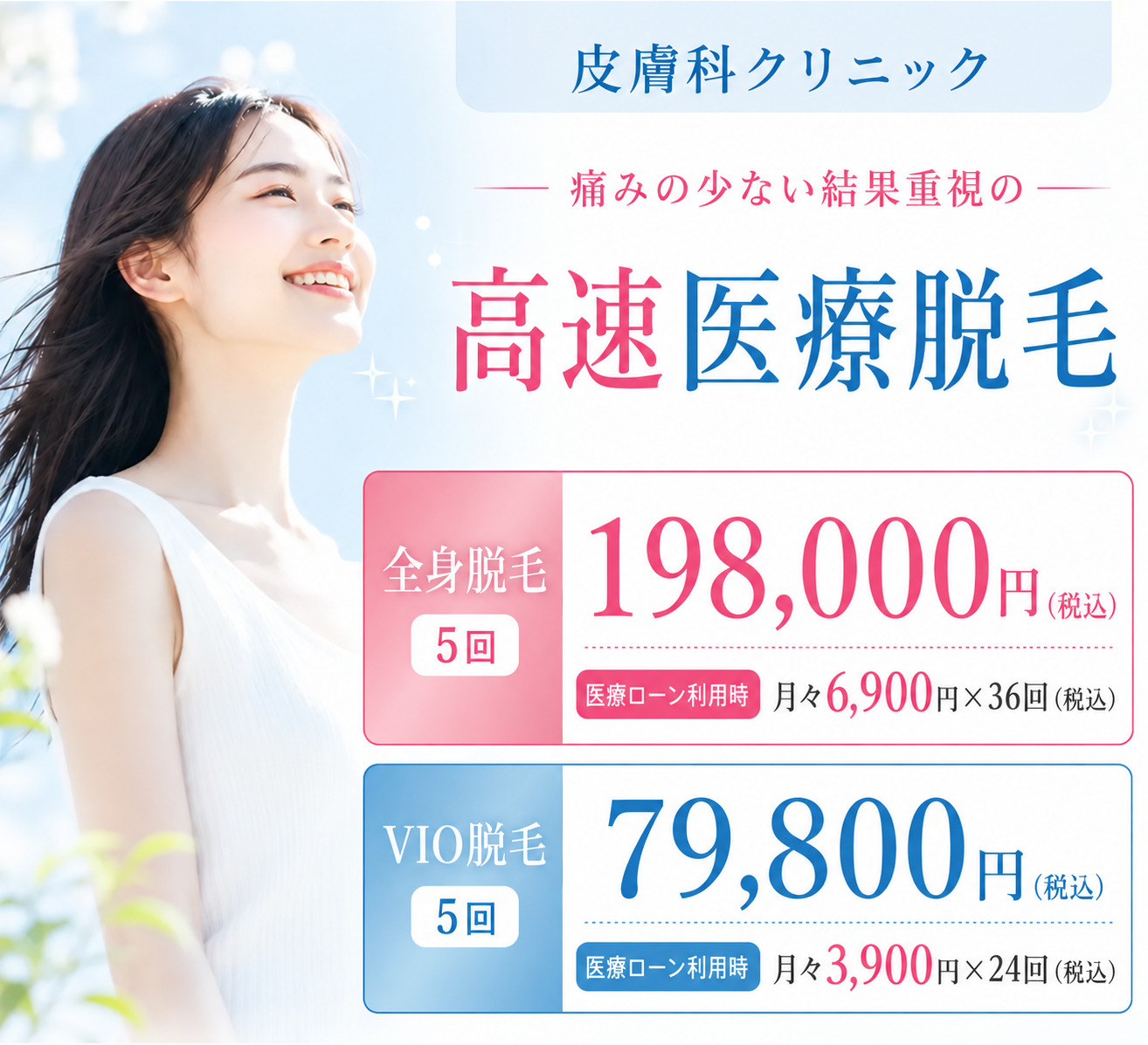 くぼたクリニック松戸五香 高速医療脱毛 全身脱毛・VIO脱毛料金